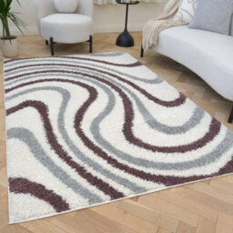 The Rugs Moodi Shaggy Grey/purple Smokeberry Rug Runner Striped Thick High Pile For Living Rooms, Bedrooms, Hallways, Kitchens - thumbnail 7
