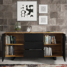 Blackridge Sideboard 140Cm Oak & Black Fluted - Creative Furniture - thumbnail 8