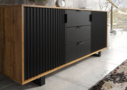 Blackridge Sideboard 140Cm Oak & Black Fluted - Creative Furniture - thumbnail 4
