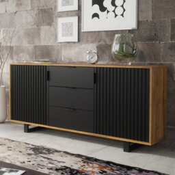 Blackridge Sideboard 140Cm Oak & Black Fluted - Creative Furniture - thumbnail 7