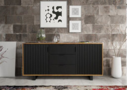 Blackridge Sideboard 140Cm Oak & Black Fluted - Creative Furniture - thumbnail 5