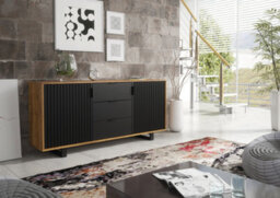 Blackridge Sideboard 140Cm Oak & Black Fluted - Creative Furniture - thumbnail 3