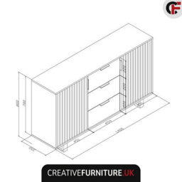 Blackridge Sideboard 140Cm Oak & Black Fluted - Creative Furniture - thumbnail 6