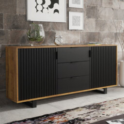 Blackridge Sideboard 140Cm Oak & Black Fluted - Creative Furniture - thumbnail 2