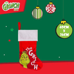 Grinch Christmas Stocking 40Cm X 26Cm White Cuff Sigle Grinch X 1 - thumbnail 2