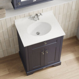 Hudson Reed Floor Standing Two Door Traditional Vanity Unit With 1 Tap Hole White Marble Top & Basin In Twilight Blue, 620 X 470mm - thumbnail 3