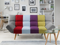 Beliani Sofa Bed 2 Seater Ingaro Fabric Multicolour - thumbnail 2
