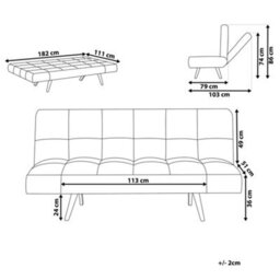 Beliani Sofa Bed 2 Seater Ingaro Fabric Multicolour - thumbnail 3