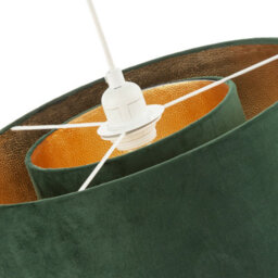 Happy Homewares Forest Green Velvet Fabric Pendant Shade With Gold Faux Leather Lining - thumbnail 5