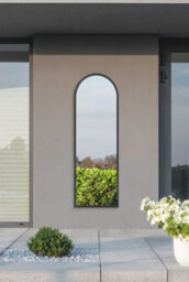 "Mirroroutlet - The Arcus -  Black Metal Framed Arched Garden Wall Mirror 63"" X 21"" (160 X 53 Cm)" - thumbnail 2