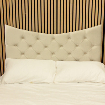 "Urban Textures - Elysia Luxury 26"" High Velvet Fabric Upholstered Crescent Headboard - Cream" - image 1