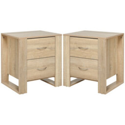 Wyld Haus Colu Set Of 2 Brown Wooden Bedside Tables With 2 Drawers Each, Melamine Finish, 48 X 39 X 54 Cm - thumbnail 2