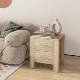 Wyld Haus Colu Set Of 2 Brown Wooden Bedside Tables With 2 Drawers Each, Melamine Finish, 48 X 39 X 54 Cm - thumbnail 8