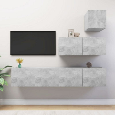 Berkfield 4 Piece Tv Cabinet Set Concrete Grey Engineered Wood - image 1
