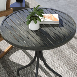 Outsunny Round Garden Table Outdoor Side Table With Steel Frame Grey - thumbnail 7