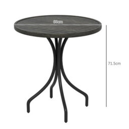 Outsunny Round Garden Table Outdoor Side Table With Steel Frame Grey - thumbnail 3