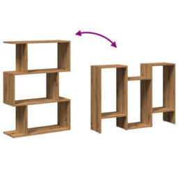 Berkfield Room Divider Bookcase 3-Tier Artisan Oak 70X24X97 Cm Engineered Wood - thumbnail 8