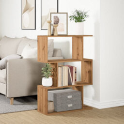 Berkfield Room Divider Bookcase 3-Tier Artisan Oak 70X24X97 Cm Engineered Wood - thumbnail 4