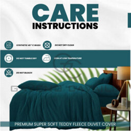 Gc Gaveno Cavailia Teddy Bear Fleece Double Green Duvet Set With Matching Pillowcase Fluffy Warm & Cosy Super Soft Bedding Set - thumbnail 4