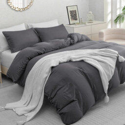 Lazzaro Luxury Prewashed Microfiber Double Duvet Cover Set Durable Reversible Bedding Sets With Secure Zipper Closure - thumbnail 1