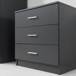 Timber Art Design Rio Costa 3 Drawer Bedroom Cabinet Bedside Chest Of Drawers Dark Grey - thumbnail 5