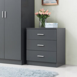Timber Art Design Rio Costa 3 Drawer Bedroom Cabinet Bedside Chest Of Drawers Dark Grey - thumbnail 6