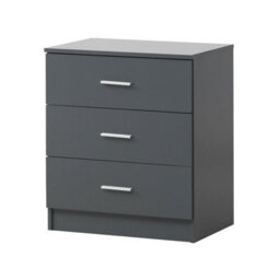 Timber Art Design Rio Costa 3 Drawer Bedroom Cabinet Bedside Chest Of Drawers Dark Grey - thumbnail 7