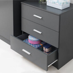 Timber Art Design Rio Costa 3 Drawer Bedroom Cabinet Bedside Chest Of Drawers Dark Grey - thumbnail 2