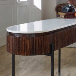 Opal Mango Wood Console Table With Marble Top And Metal Legs - thumbnail 7