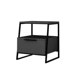 Decortie Pal Modern Bedside Table Nightstand 45Cm Multipurpose Storage Anthracite Grey Bedroom H 50Cm - thumbnail 2