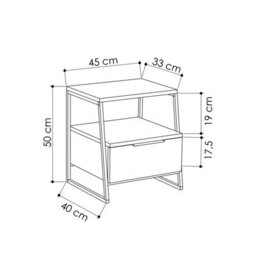 Decortie Pal Modern Bedside Table Nightstand 45Cm Multipurpose Storage Anthracite Grey Bedroom H 50Cm - thumbnail 3