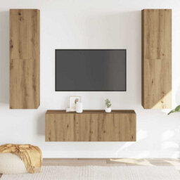 Berkfield Wall Mounted Tv Cabinets 3 Pcs Artisan Oak Engineered Wood - thumbnail 3