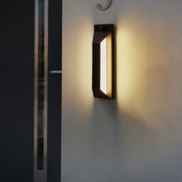 Beliani Motion-Activated Outdoor Wall Light Black Metal Sconce With Glass Shade - thumbnail 1
