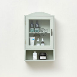 Melody Maison Vintage Style Sage Green Glass Fronted Wall Cabinet 54Cm X 32Cm - thumbnail 2