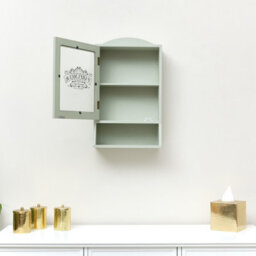 Melody Maison Vintage Style Sage Green Glass Fronted Wall Cabinet 54Cm X 32Cm - thumbnail 6