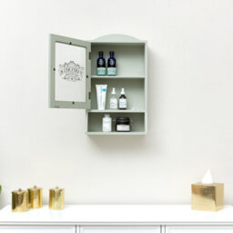 Melody Maison Vintage Style Sage Green Glass Fronted Wall Cabinet 54Cm X 32Cm - thumbnail 4