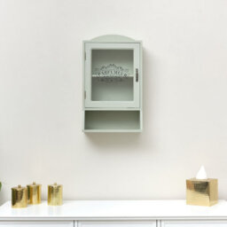 Melody Maison Vintage Style Sage Green Glass Fronted Wall Cabinet 54Cm X 32Cm - thumbnail 7