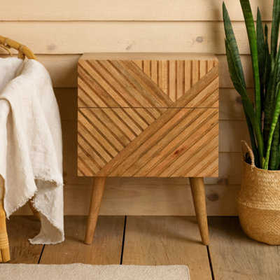 Wyld Haus Orvieto Carved Natural Mango Wood 2-Drawer Bedside Table - image 1