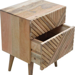 Wyld Haus Orvieto Carved Natural Mango Wood 2-Drawer Bedside Table - thumbnail 5