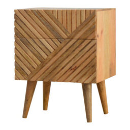 Wyld Haus Orvieto Carved Natural Mango Wood 2-Drawer Bedside Table - thumbnail 3