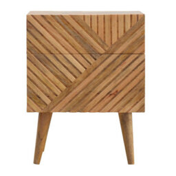 Wyld Haus Orvieto Carved Natural Mango Wood 2-Drawer Bedside Table - thumbnail 2