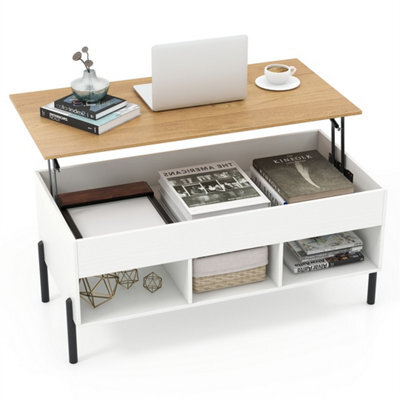 Lift Top Coffee Table With Storage 100X50Cm White - image 1