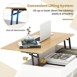 Lift Top Coffee Table With Storage 100X50Cm White - thumbnail 6