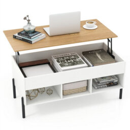 Lift Top Coffee Table With Storage 100X50Cm White - thumbnail 1