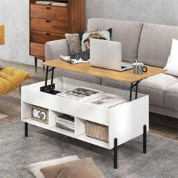 Lift Top Coffee Table With Storage 100X50Cm White - thumbnail 4