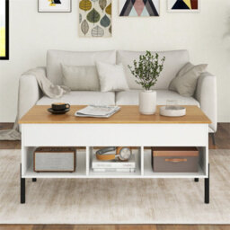 Lift Top Coffee Table With Storage 100X50Cm White - thumbnail 3