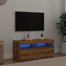 Berkfield Tv Cabinet With Led Lights Artisan Oak 90X35X40 Cm Engineered Wood - thumbnail 4