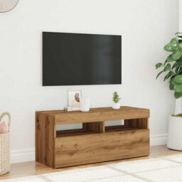 Berkfield Tv Cabinet With Led Lights Artisan Oak 90X35X40 Cm Engineered Wood - thumbnail 5