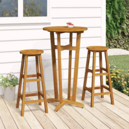 Berkfield 3 Piece Bar Set Solid Wood Acacia - thumbnail 1