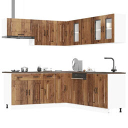 Berkfield 11 Piece Kitchen Cabinet Set Kalmar Old Wood Engineered Wood - thumbnail 1